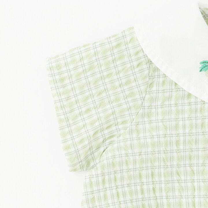 🇯🇵預訂 日本直送🇯🇵Petit Main三色水果刺繡翻領格紋短袖包屁衣