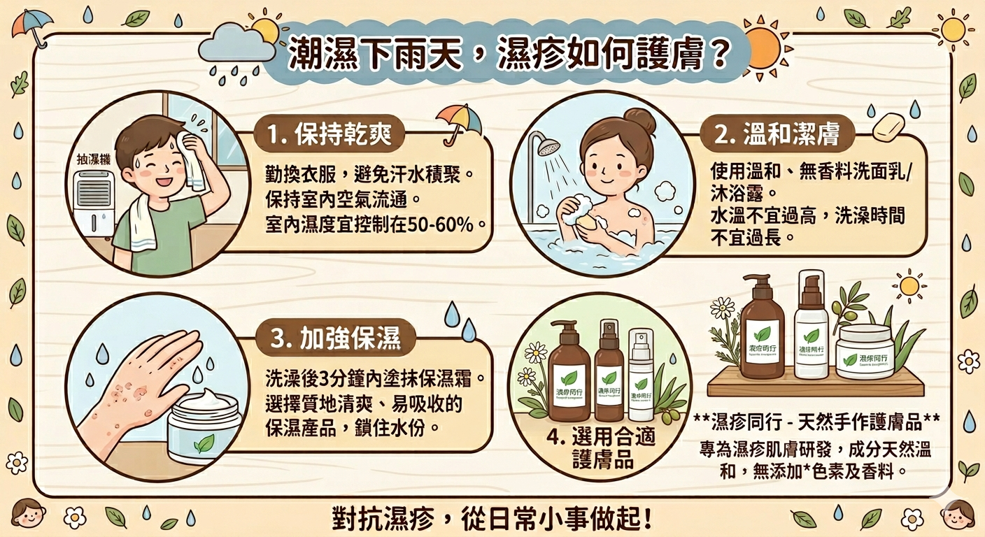 潮濕天，濕疹應如何護膚？