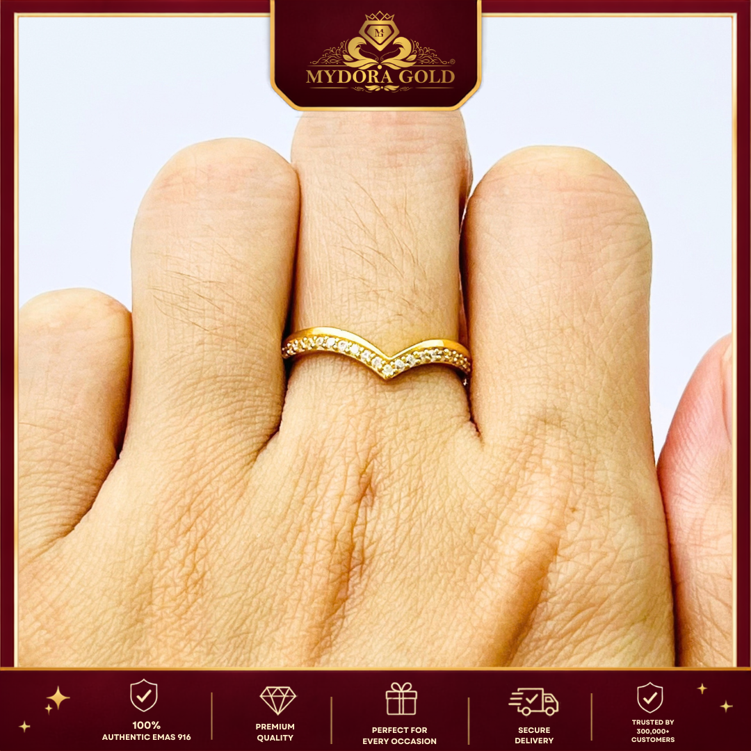 MYDORA Cincin Batu CZ Graceful V | EMAS 916/22K