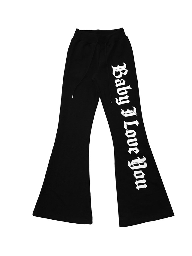 Cotton Gothic Print Flare Sweatpants