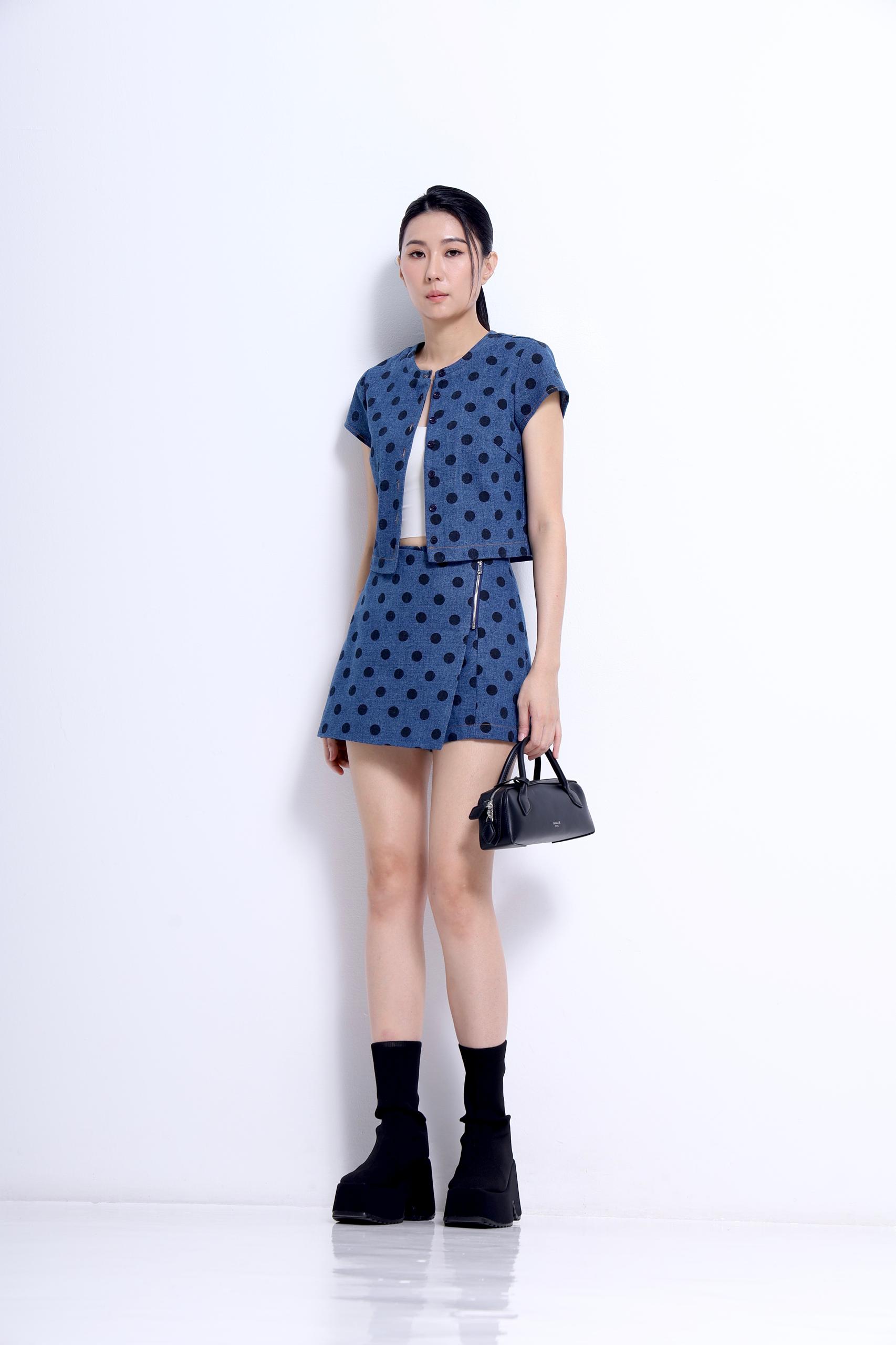 CP1667 Polka Dot Wrap-Front Skort