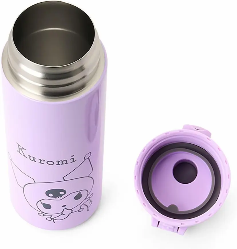 現貨🌸日本直送 |Sanrio Kuromi雙層真空不鏽鋼水瓶帶蓋（附軟墊保護套）470ml 