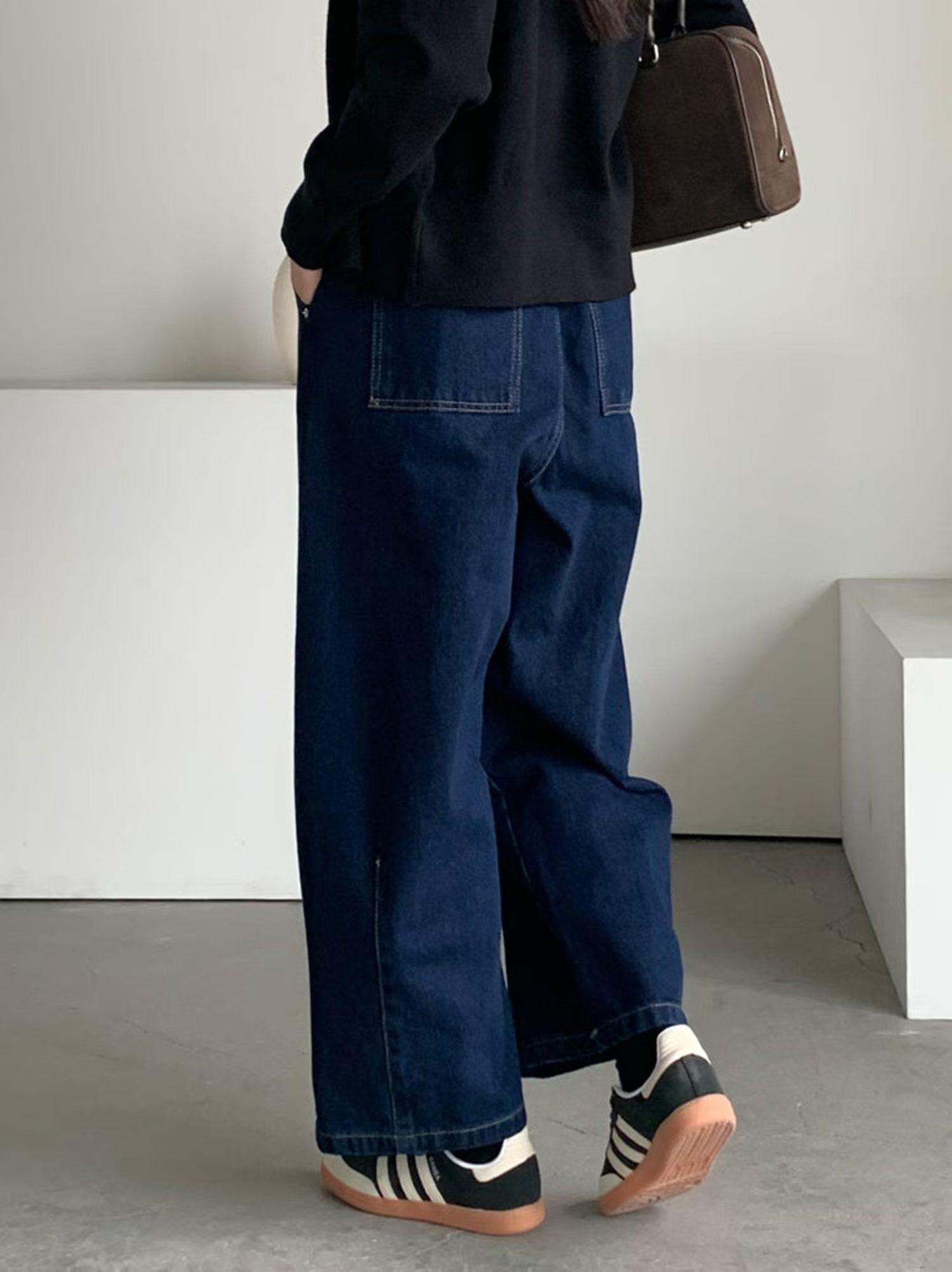 後橡筋腰BF cut 牛仔褲