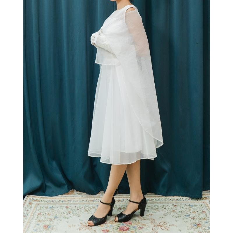 RARE! Vintage 1960s White Day Dress / 60s Wedding Dress with Veil from Canada(MT1228)
