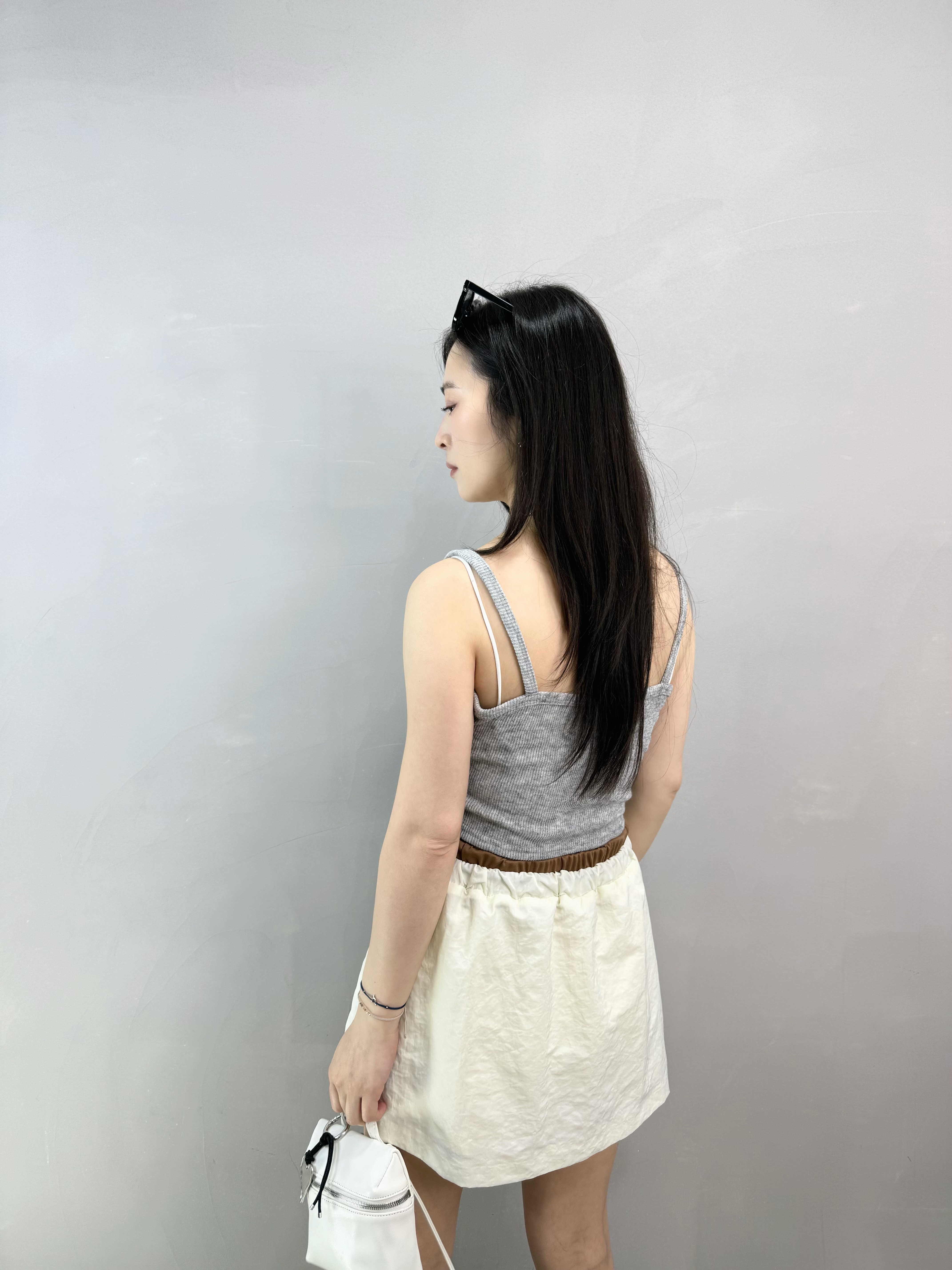 M76 拼色綁帶裙褲