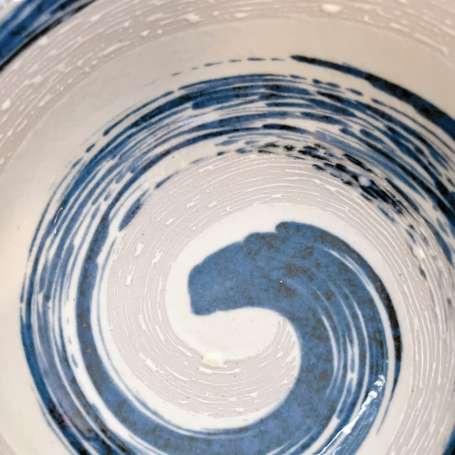 【日本製】美濃燒粉引青流陶瓷大飯碗