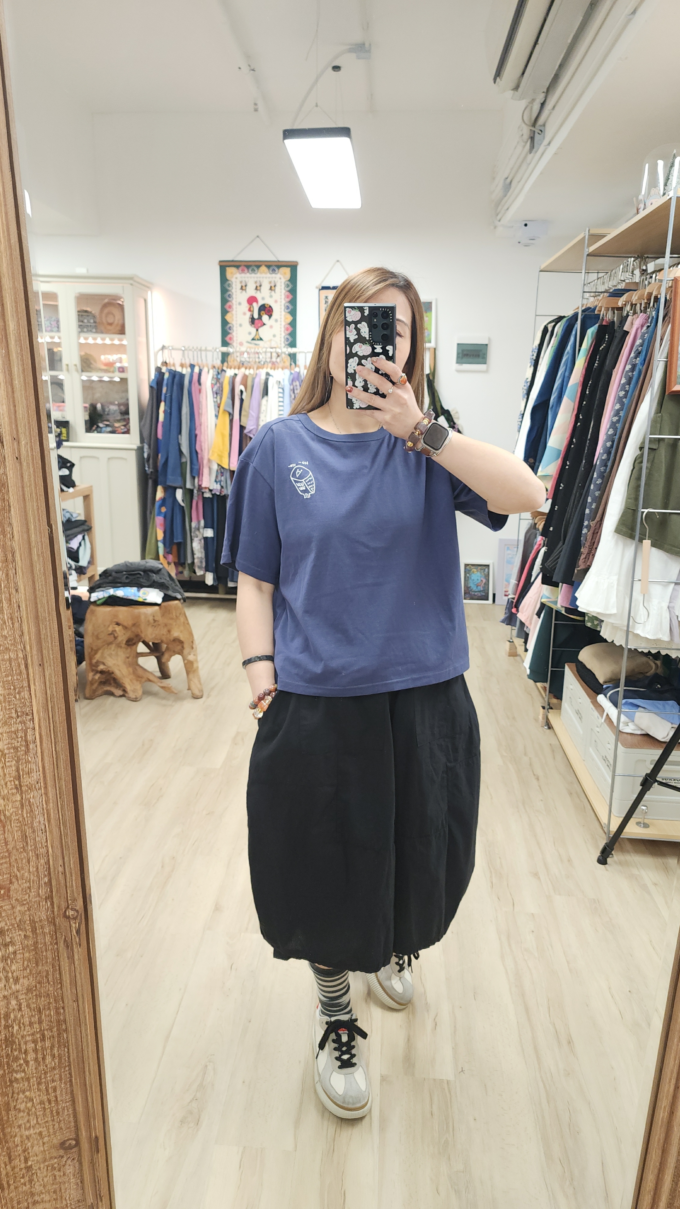 韓國深藍方頭貓頭鷹棉Tee