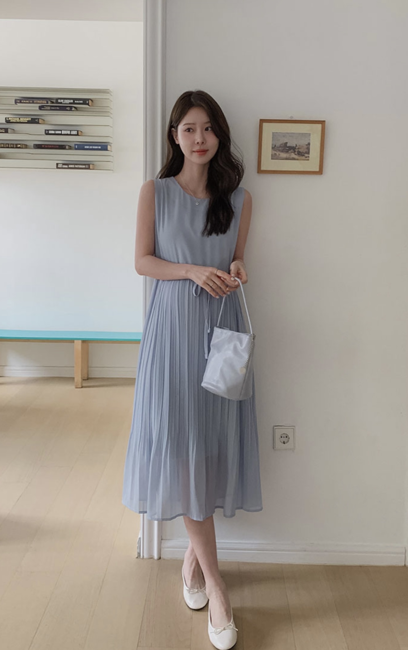 The Ethereal Chiffon Pleated Dress（米黃現貨）