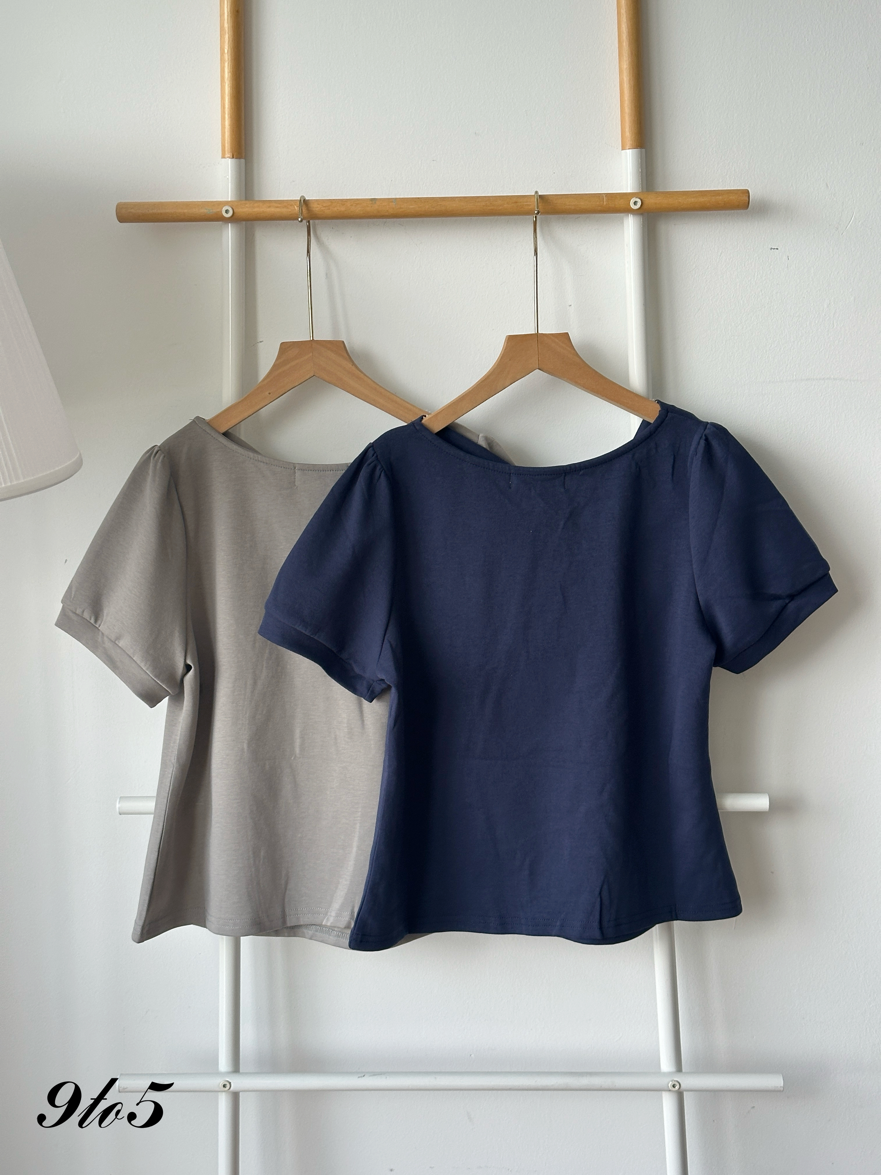 T4286 Puff Sleeve Knotted Top - 3 Colors 