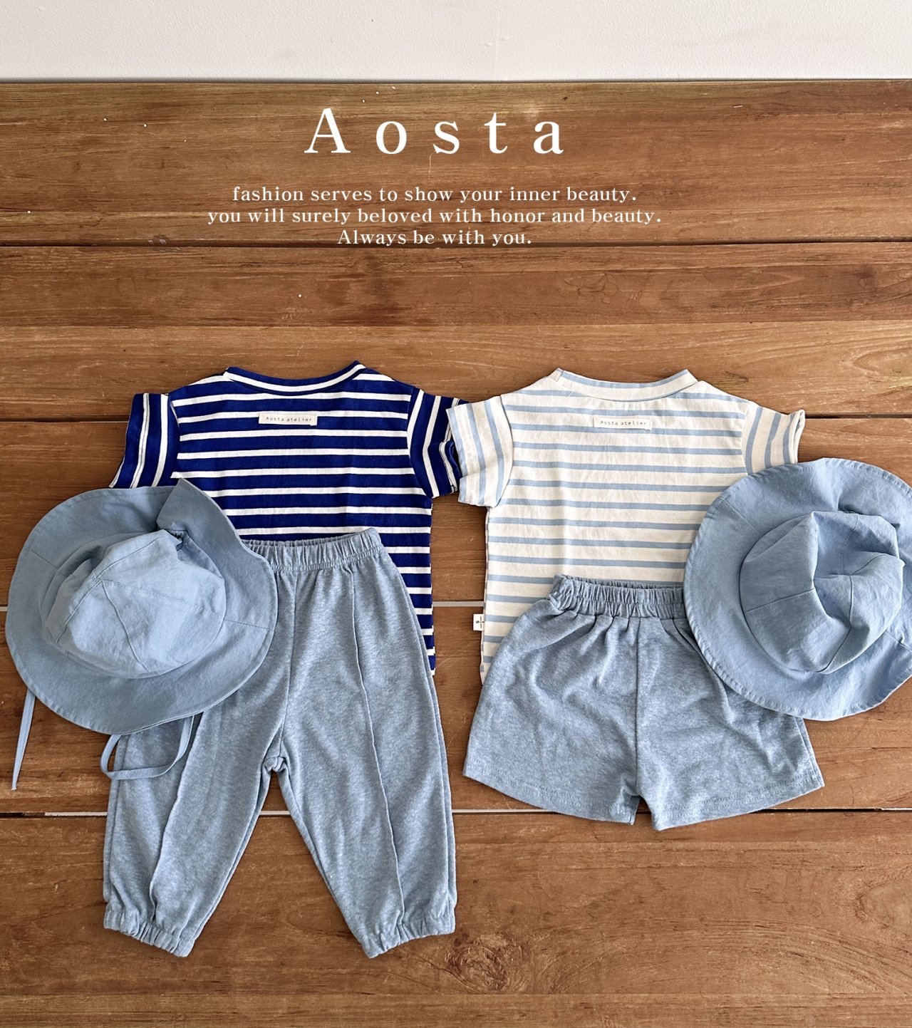 Aosta | stripe T(skyBlue ivory 2XL(100-110)