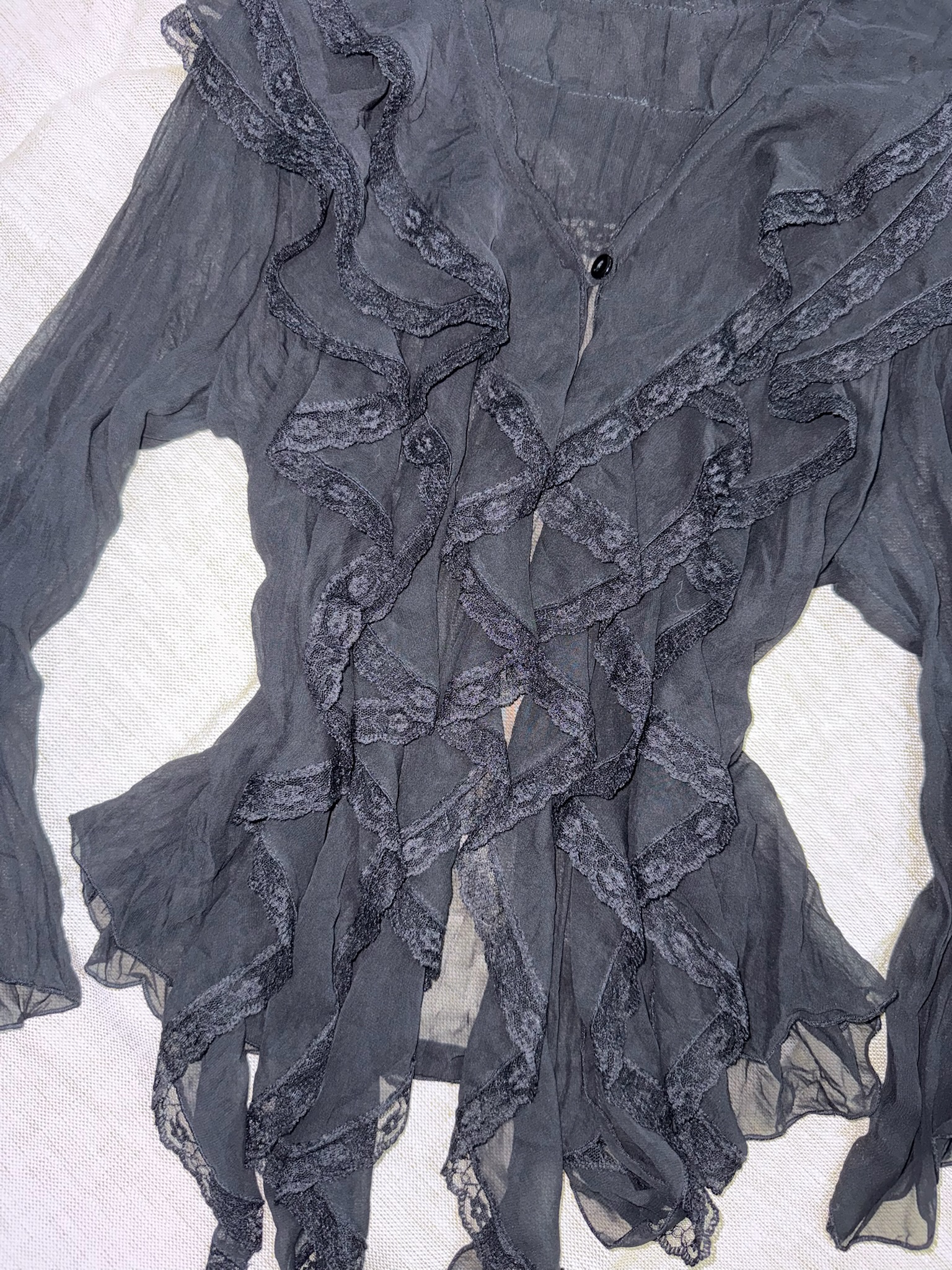 Crinkle Fabric Lace Cardigan