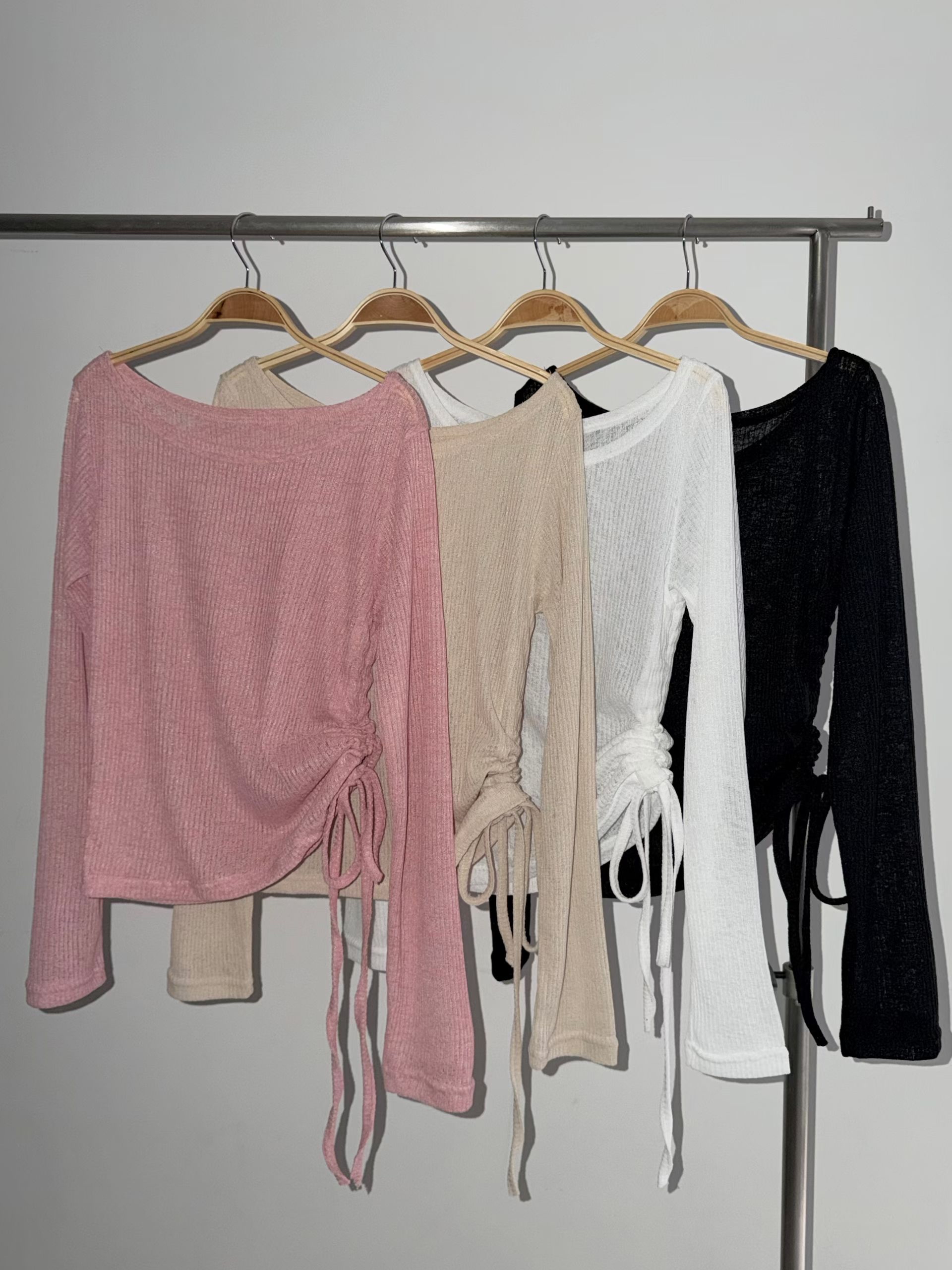 韓國單邊收腰綁帶 透薄外撘