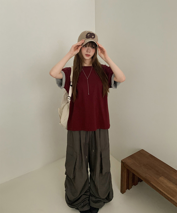 Contrast Cuff Short Sleeve Tee
