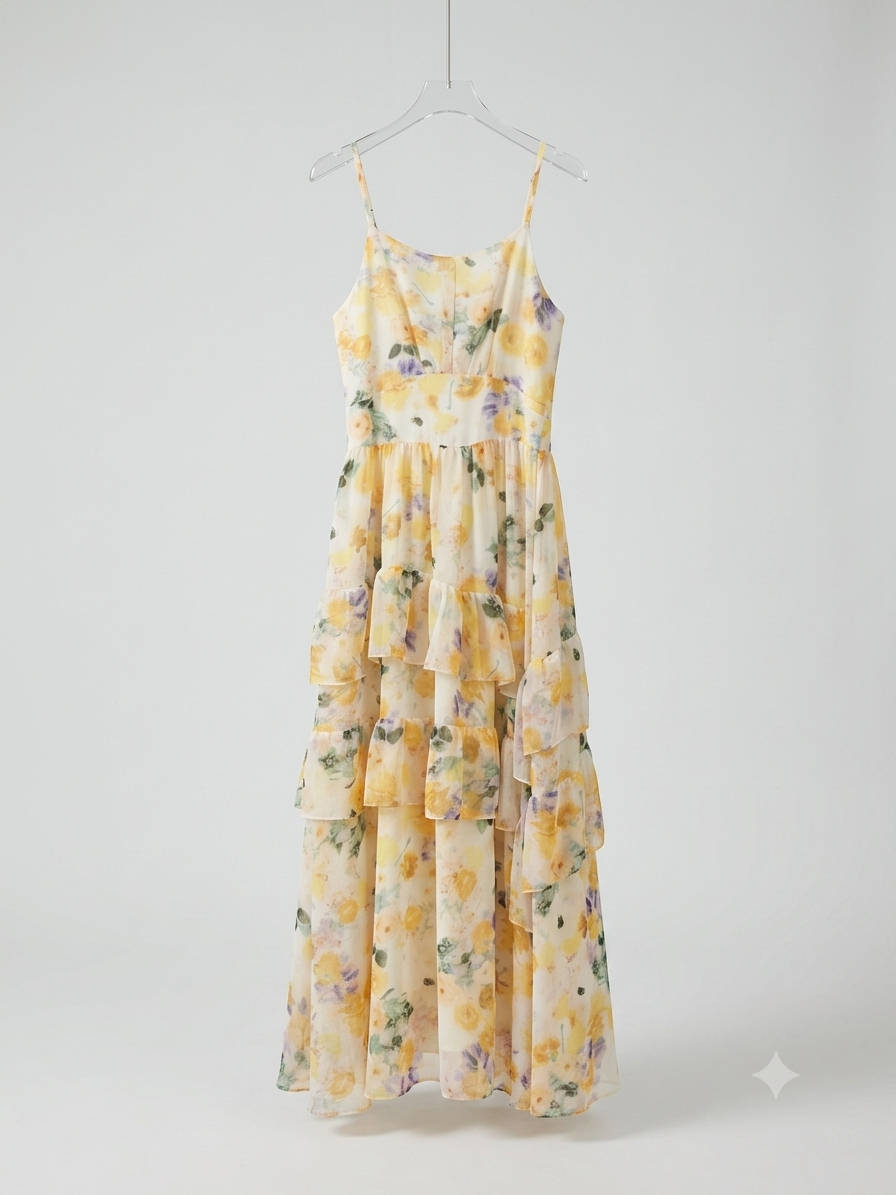 Chiffon Flora Midi v Cardigan 