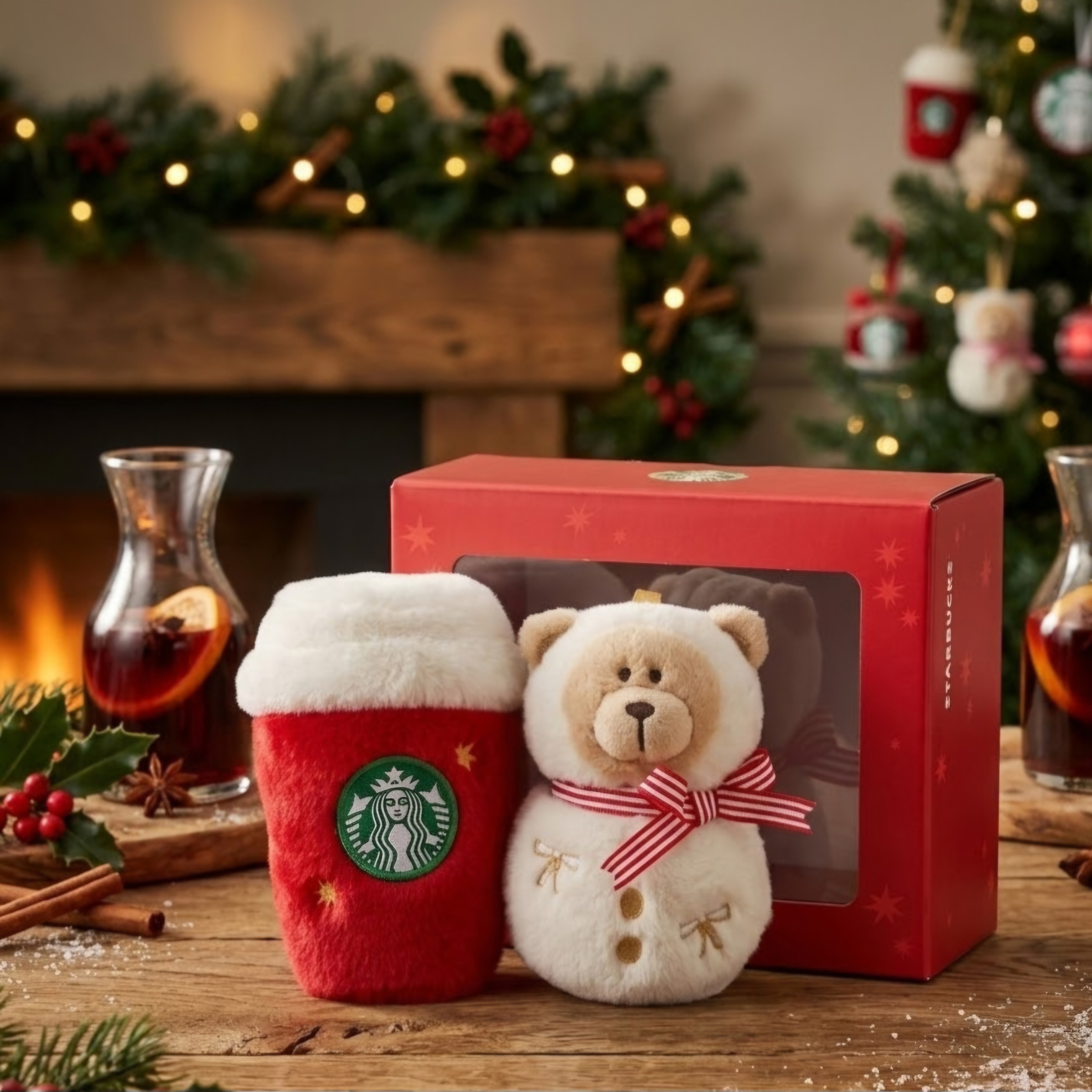 《日本 🇯🇵 STARBUCKS Colors of Holiday 聖誕系列》Bearista 雪人&咖啡杯毛絨掛飾套裝
