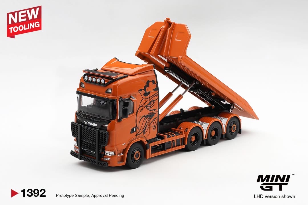 (預訂 Pre Order) Mini GT ( MGT01392-R ) Scania 770S B8x4NA Hooklift Flatbed Orange