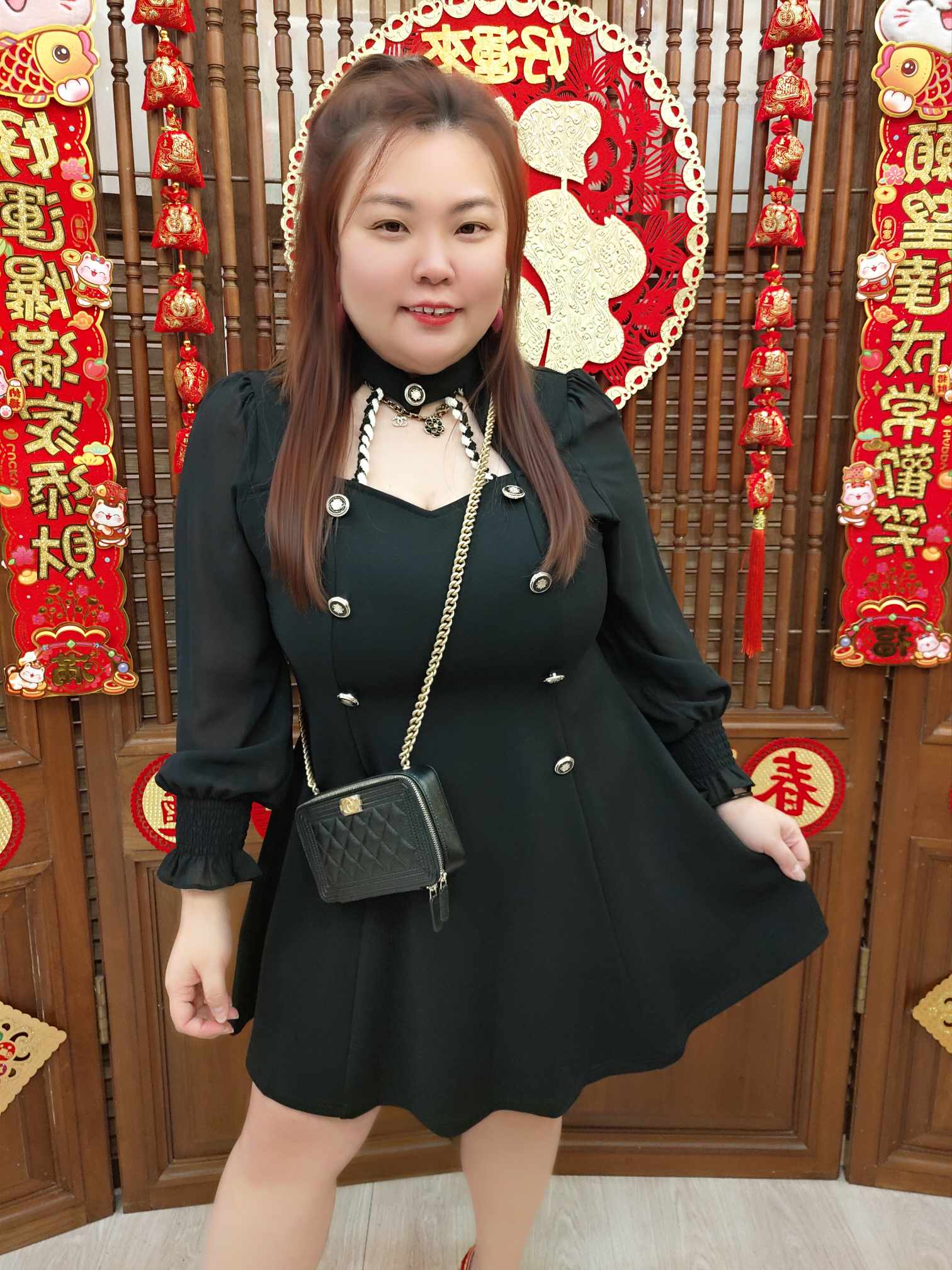 DBB04 TW#1090A 挂颈小心机双排扣连衣裙