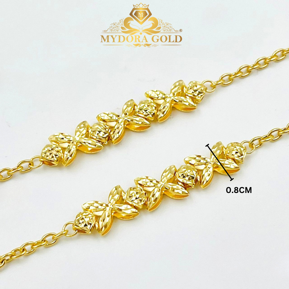 MYDORA Rantai Tangan Sauh Licin Bunga Marissa l EMAS 916/22K
