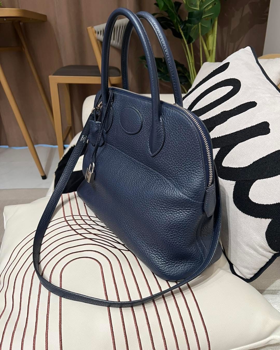 Hermes bolide 31,STAMP X,7L馬耳他藍色銀扣，100%Authentic,95%new✅key lock✅dust bag
