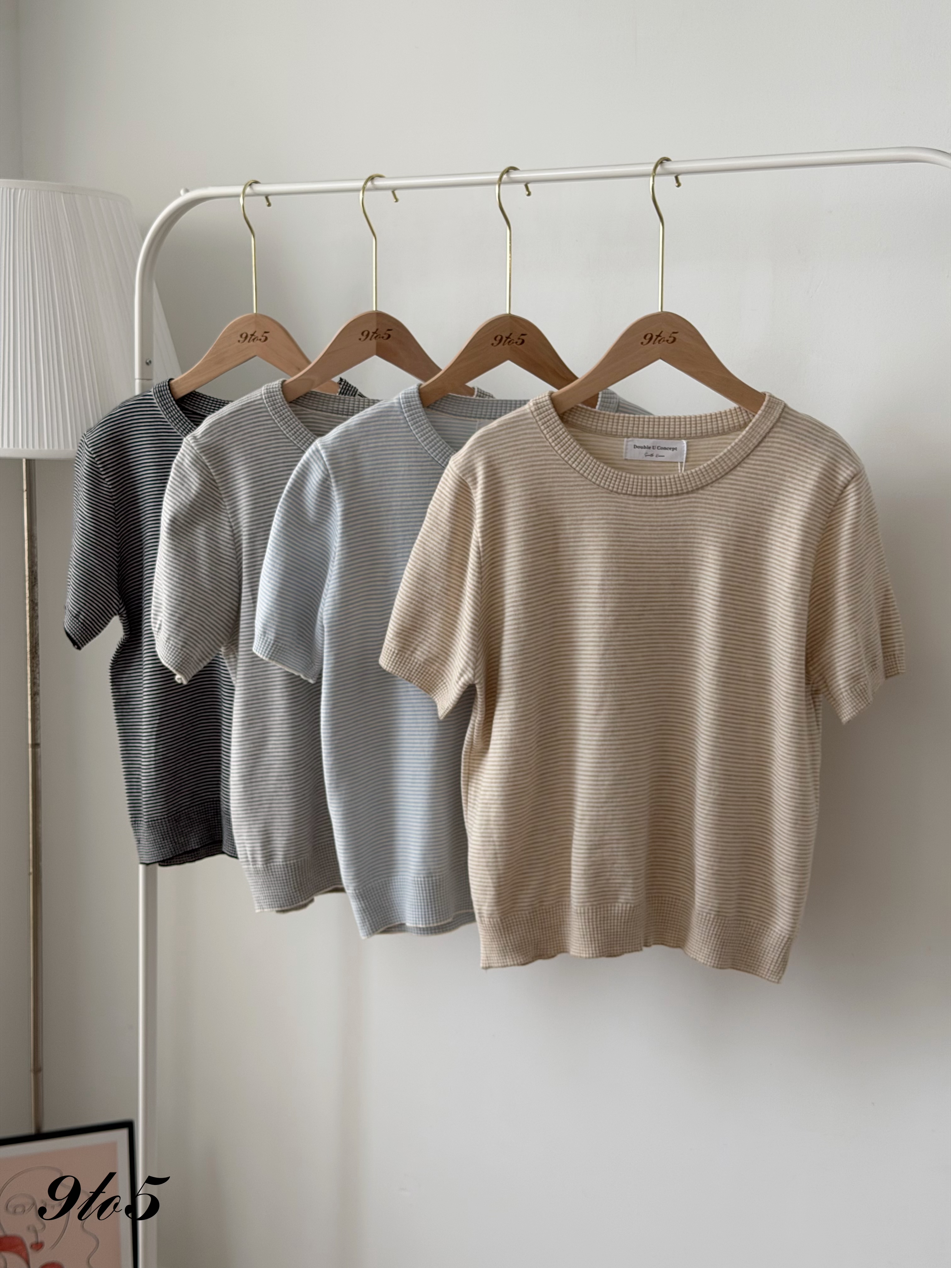T4453 Round Neck Striped Knit Top - 4 Colors