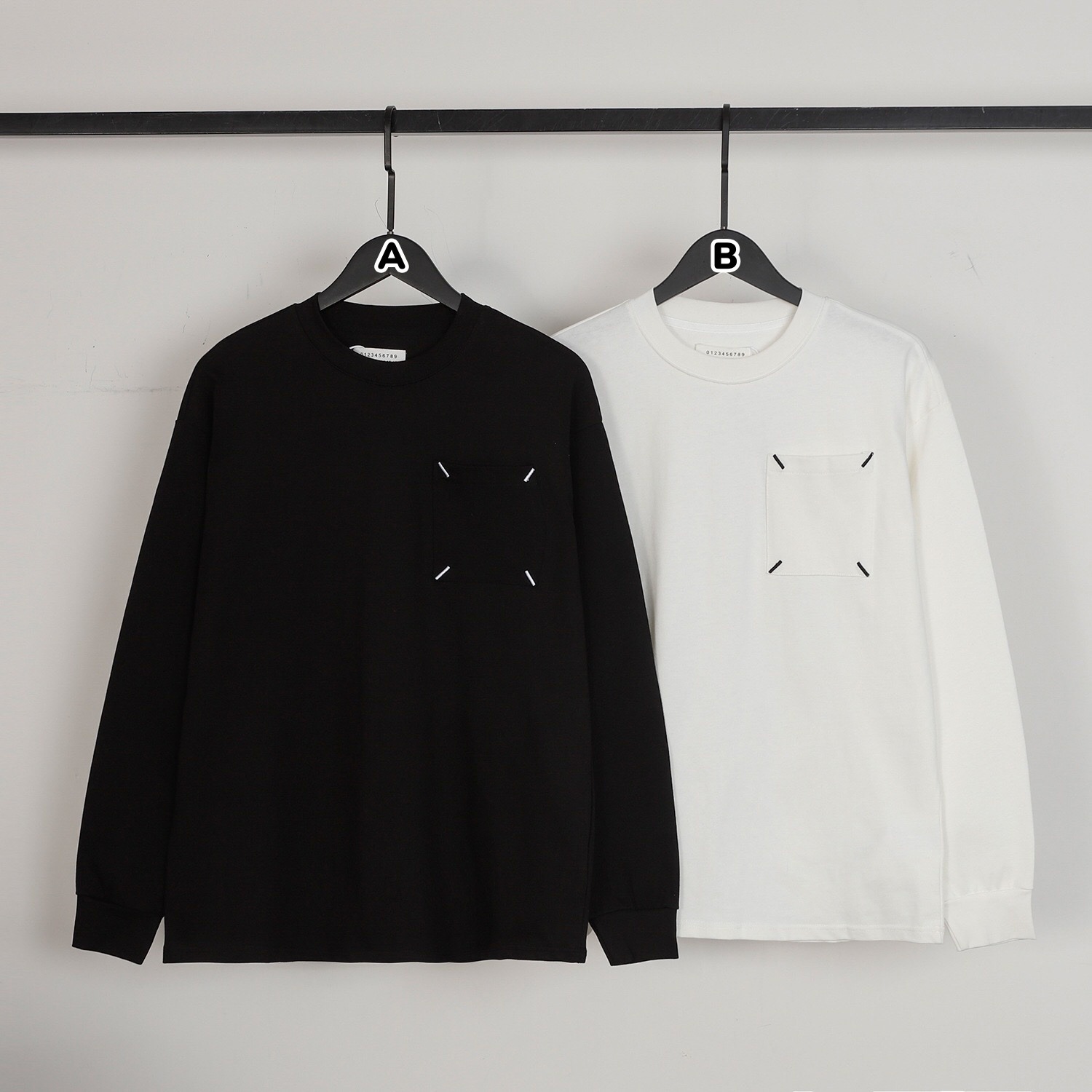 Maison Margiela 口袋四點刺繡圓領長袖Tee
