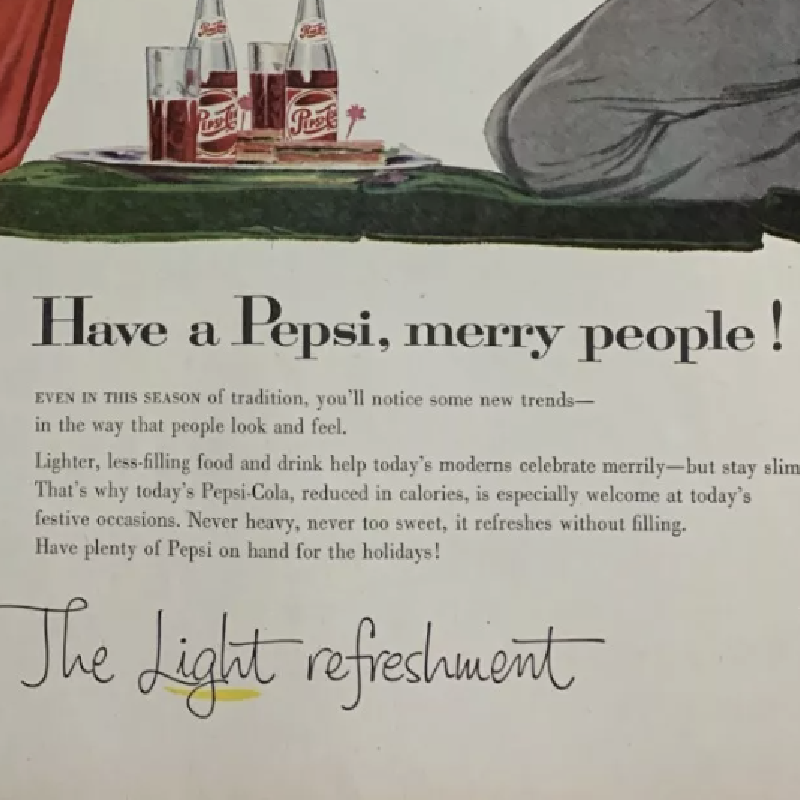 Framed Vintage Advert Poster Series- 1958 PEPSI-COLA Have a Pepsi Merry People Vintage Print Ad (MT2267)