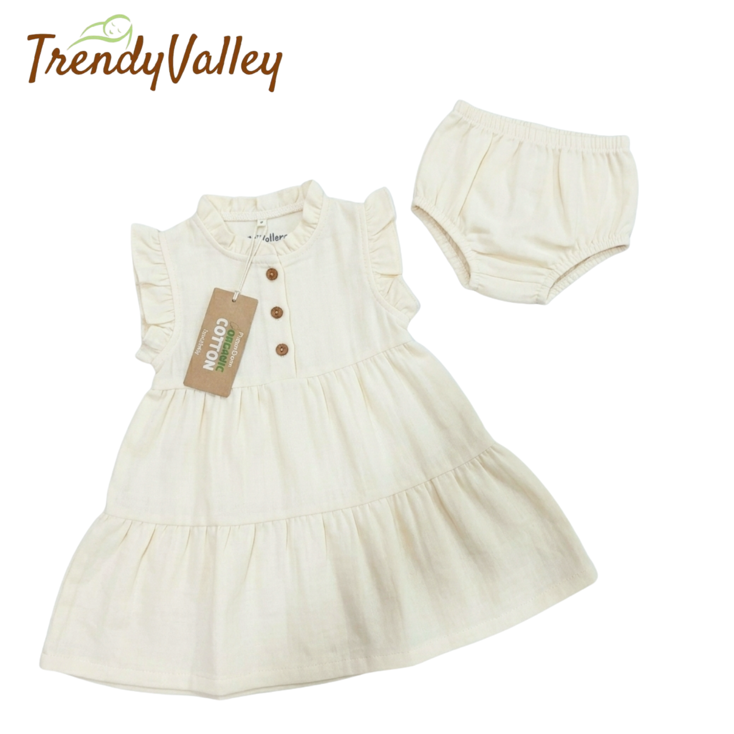 Trendyvalley Gauze Organic Cotton Baby Girl Gauze Dress