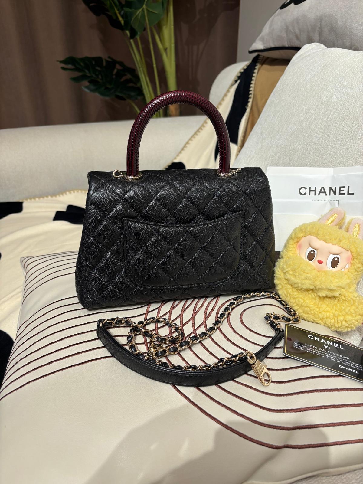 Chanel coco handle small 黑色荔枝牛皮 100%Authentic ,98%new  ✅專門店收據✅31card✅dust bag✅box 
