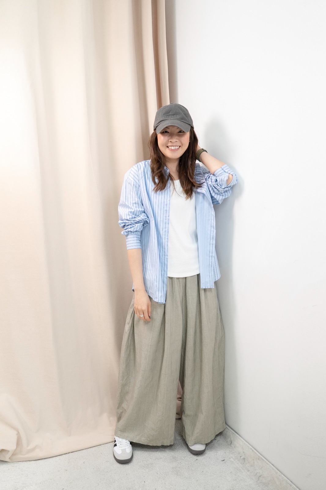 直間紋Smart causal 襯衫（藍啡間）