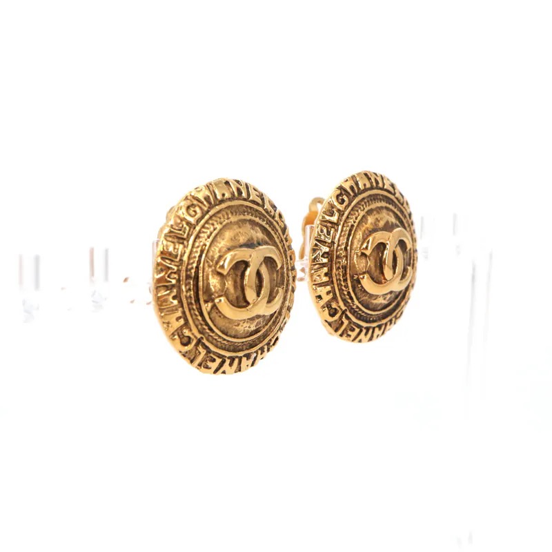 Chanel Coco Mark Round Medallion Clip-On Earrings