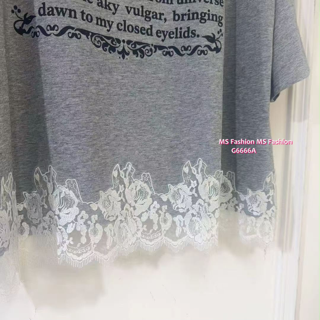 G6666 lace腳字母top