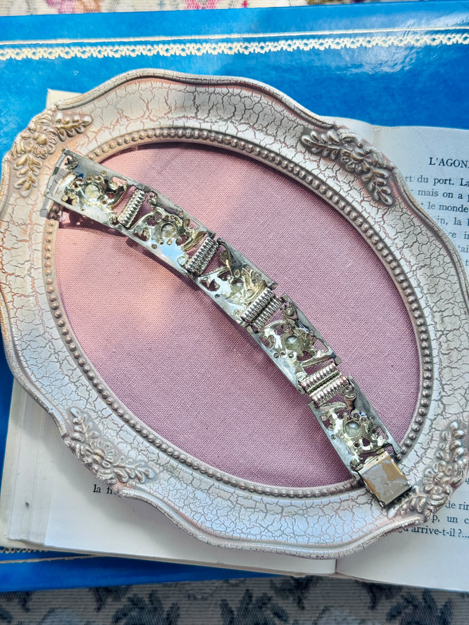 C.a. 1950s Elegant Pink Rhinestone Bracelet - 6.5" (MT2589-26)