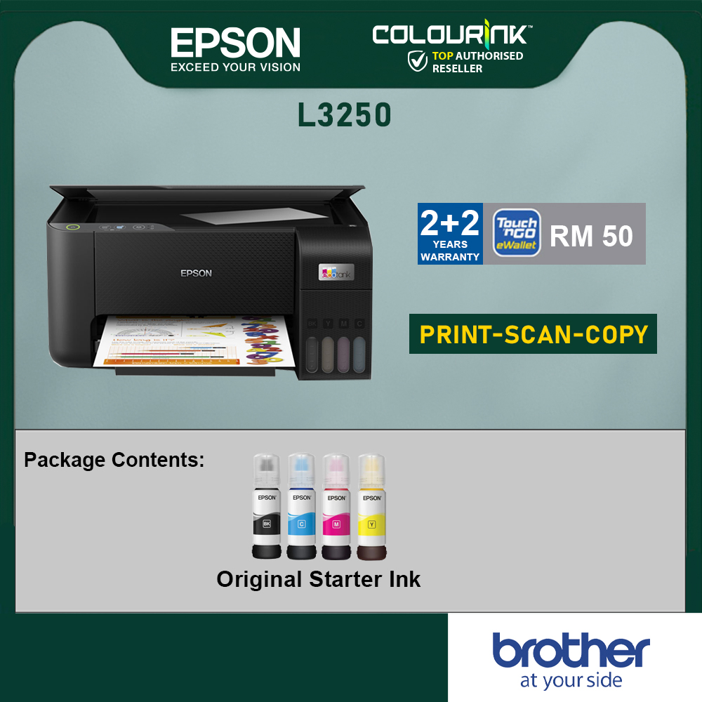 Epson L3250 L3550 A4 3-in-1 Refill Ink Tank Wi-Fi Printer with Original Ink Bottle similar T420w T520w L3150 G3020 L3156