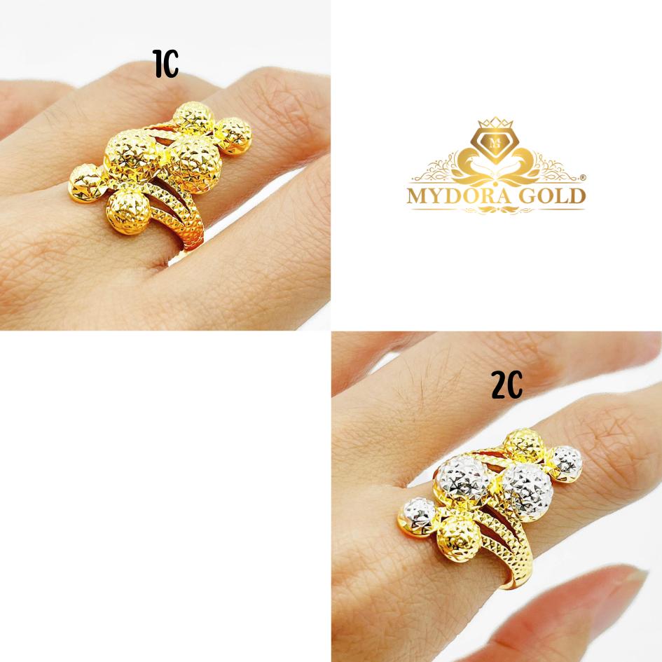 MYDORA Cincin Exclusive Boba Anggur Pahat 6 (5G) l EMAS 916/22K