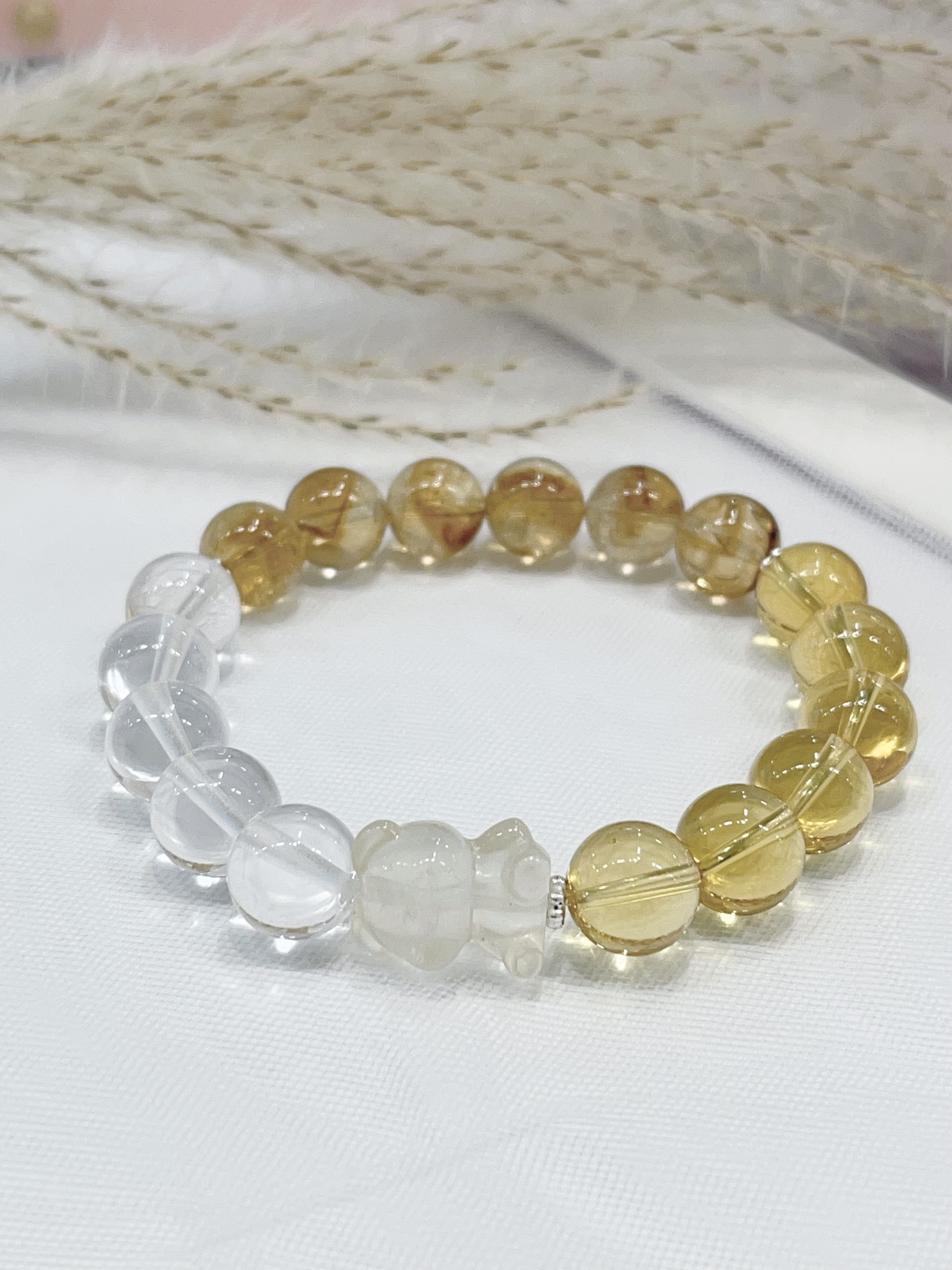 🧸 黄水晶小熊 × 白水晶 × 黄水晶 × 黄塔晶手串 Citrine Bear & Clear Quartz & Citrine & Yellow Phantom Quartz | 10mm