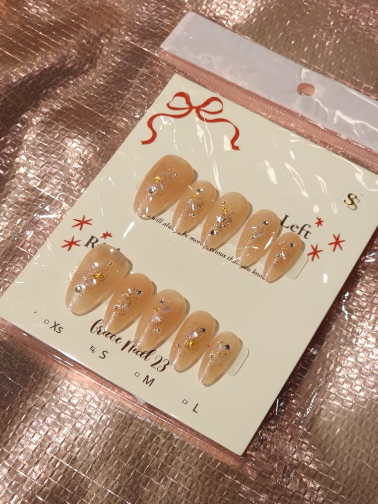 Champagne Glow Handcrafted Press-On Nails