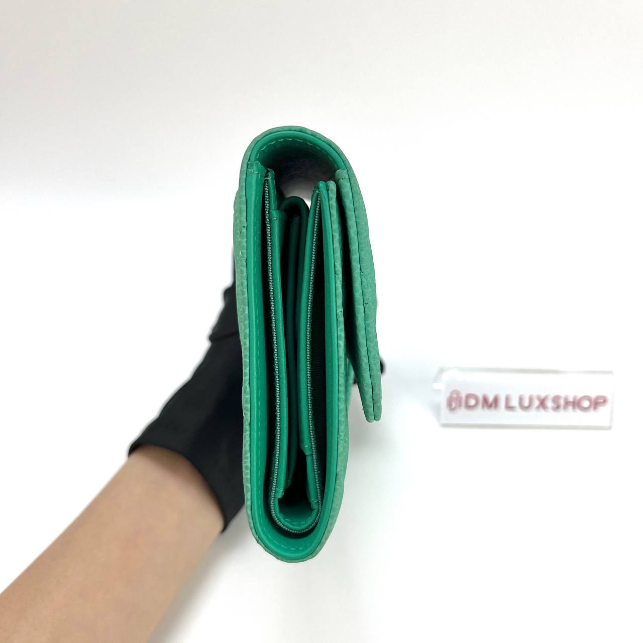 Chanel Green Caviar Flap Wallet SHW (Serial 17, Y: 2013)