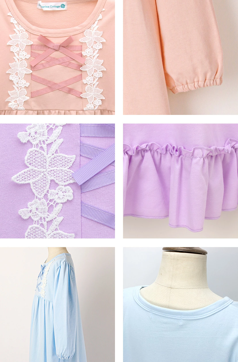 【⭐訂購⭐】 🇯🇵日本直送 🌀優雅少女 長袖蕾絲花邊 交叉緞帶 睡裙［3款選］🌀[ELCA-0133][260403]