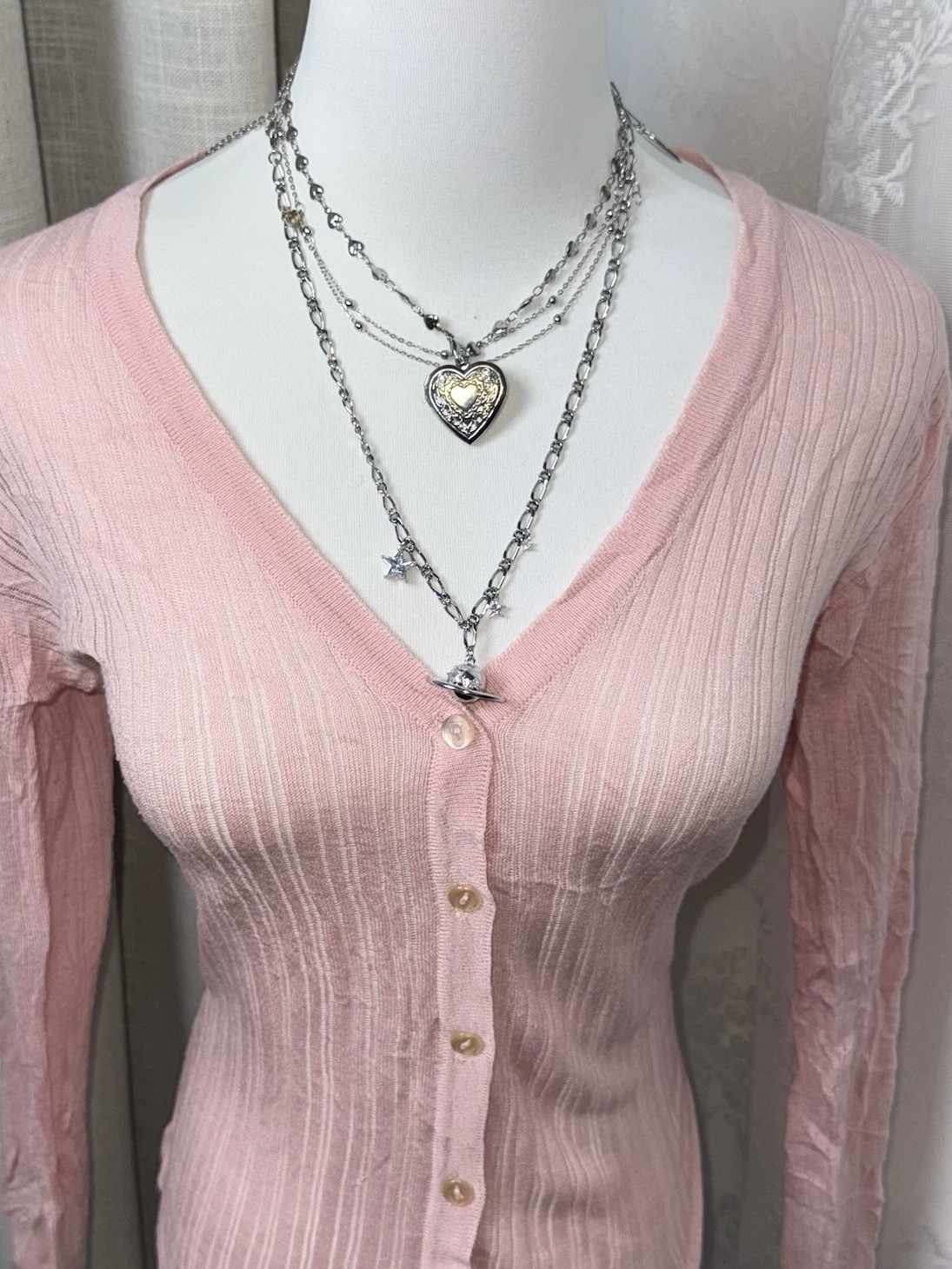 Balletcore Aesthetic Pink Ribbed Cardigan