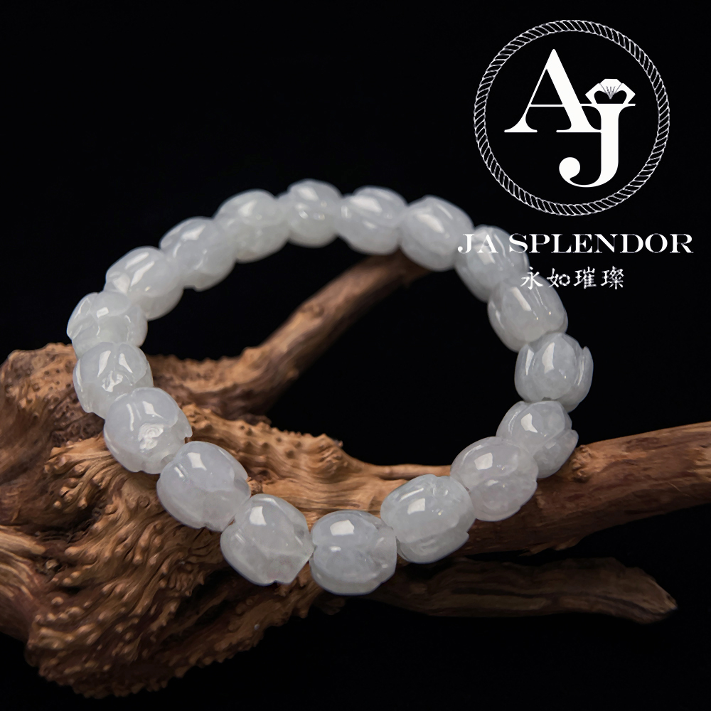 JB-255- 冰白清心定神/年年有餘蓮花手串