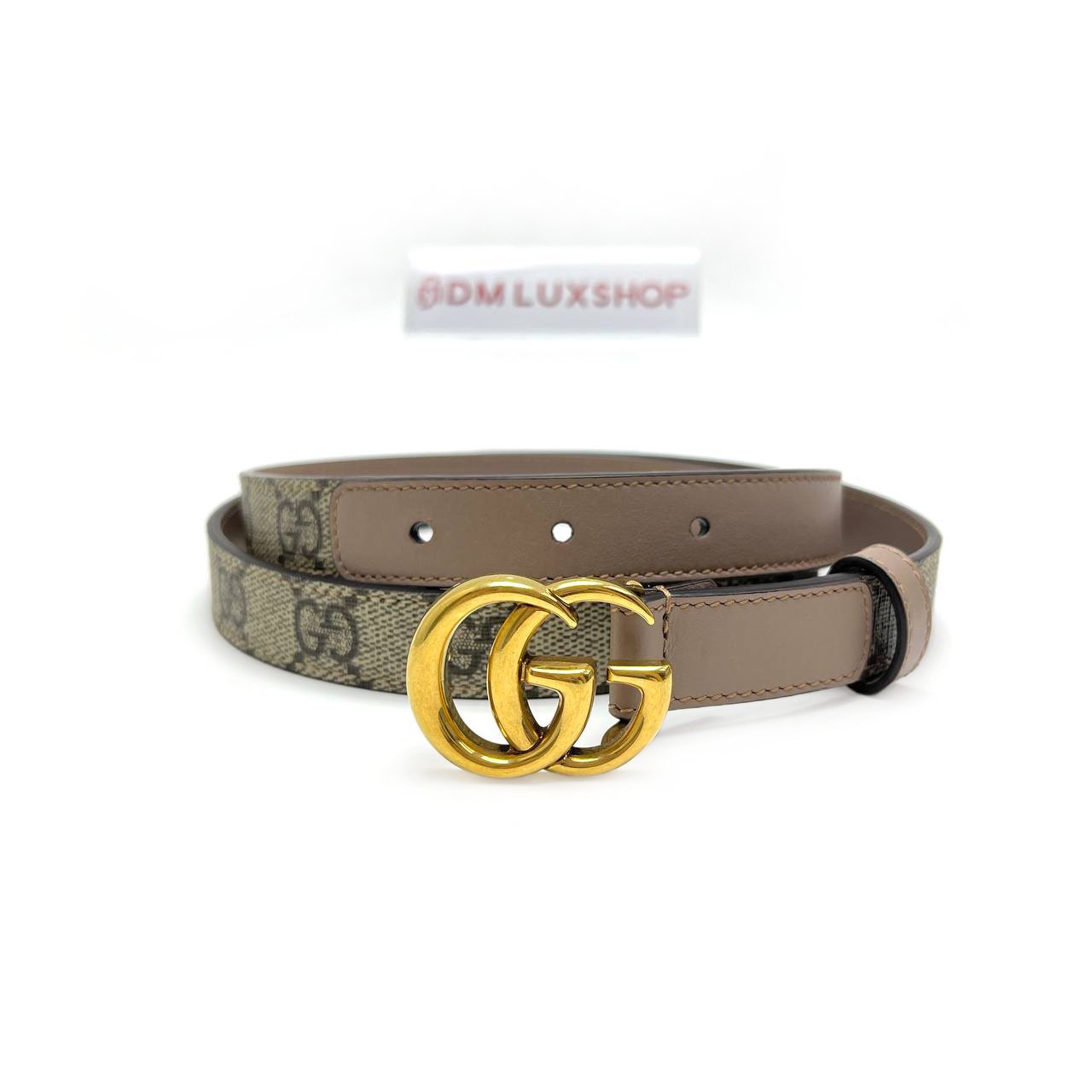 Gucci GG Supreme Marmont Nude Pink Belt GHW
