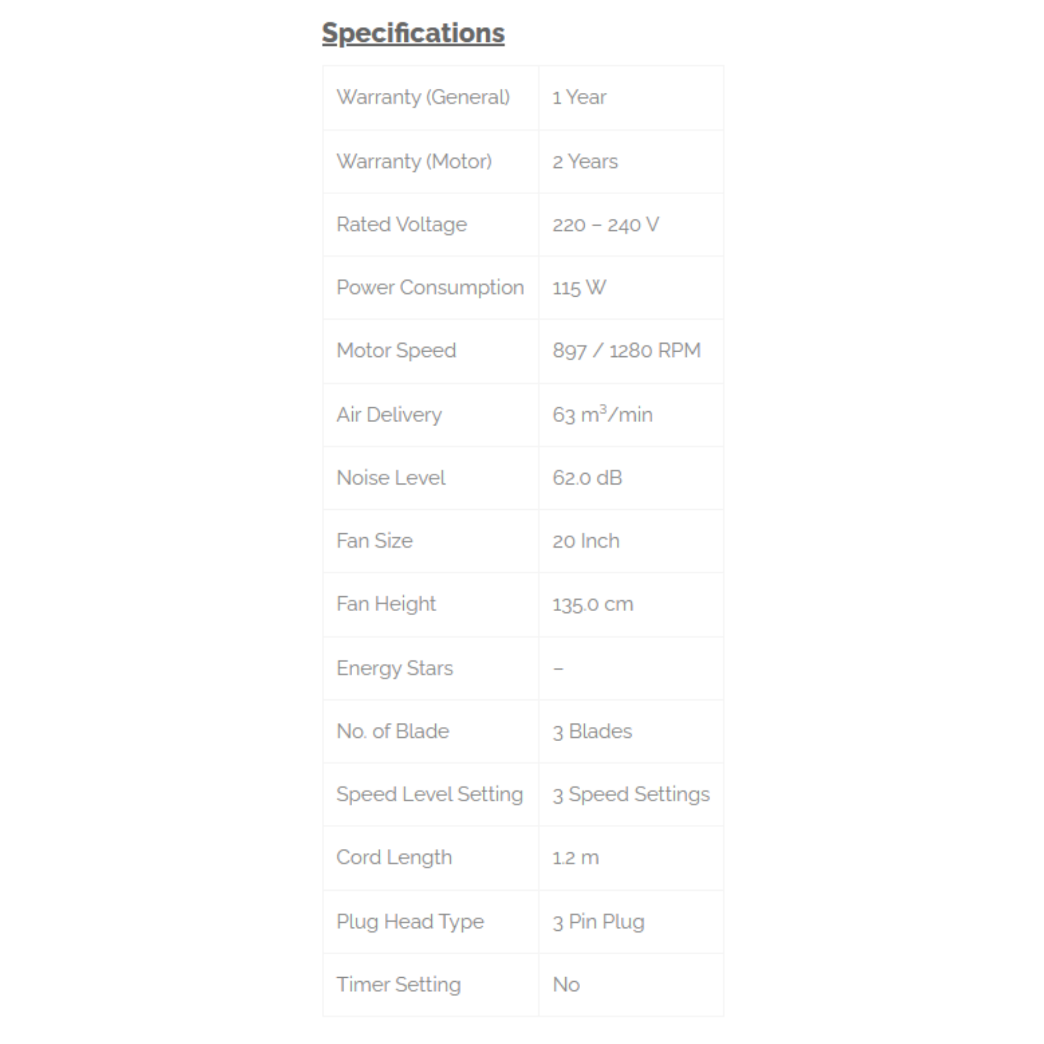 Phison 20" Industrial Stand Fan PSF-20G