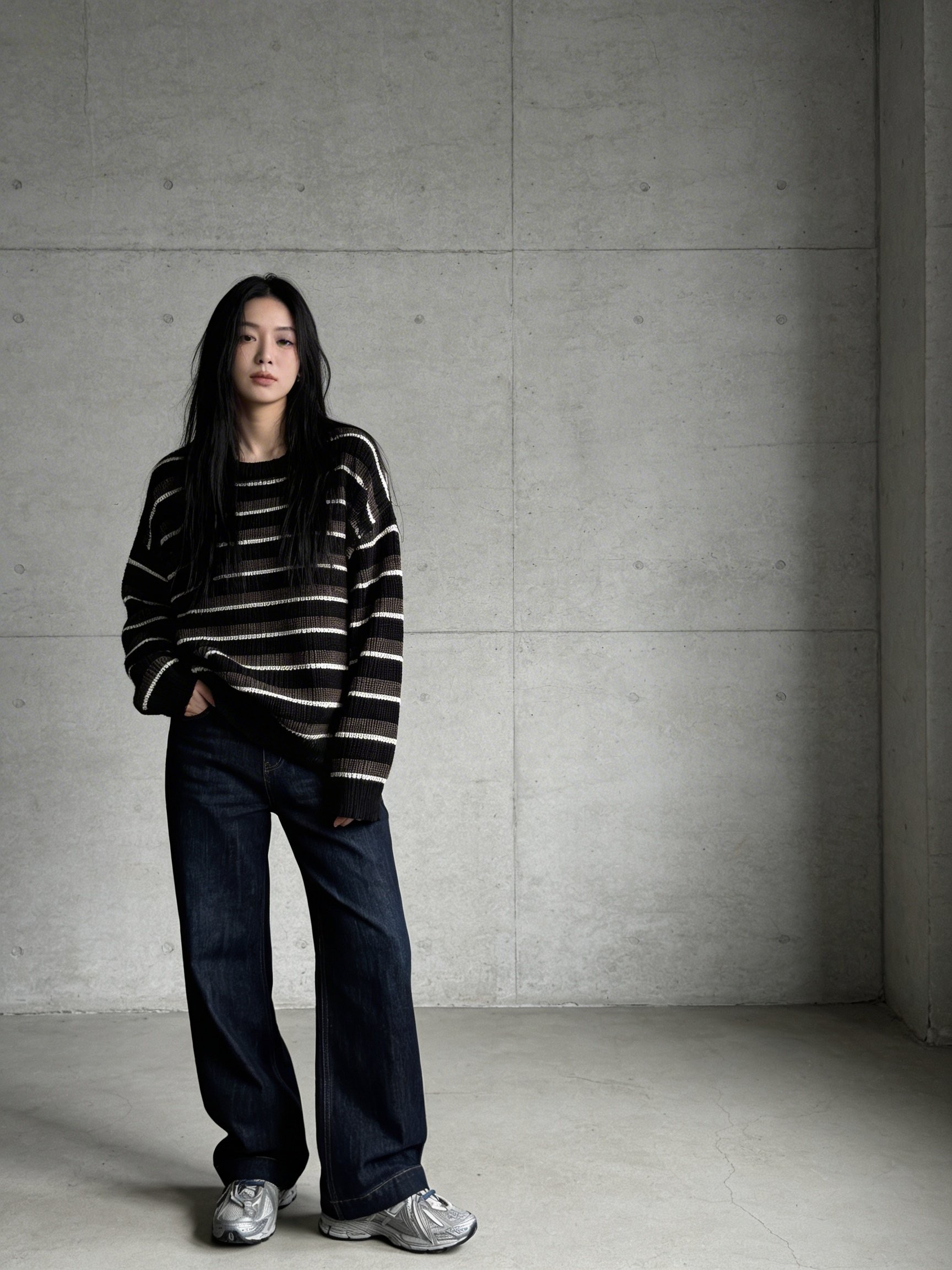 粗條紋針織毛衣