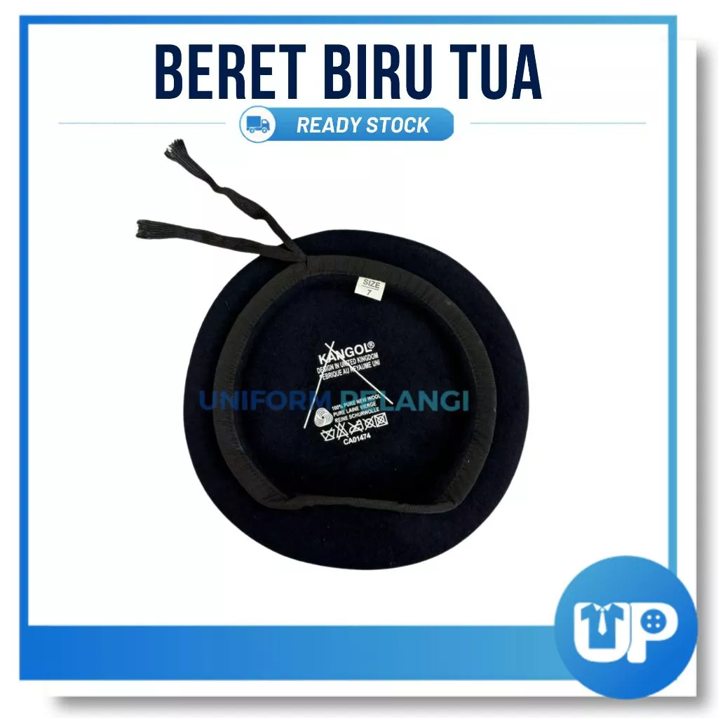 KANGOL Beret Biru Tua Dark Blue Sekolah Kokurikulum Beruniform Persatuan 100% Wool Brand Kangol