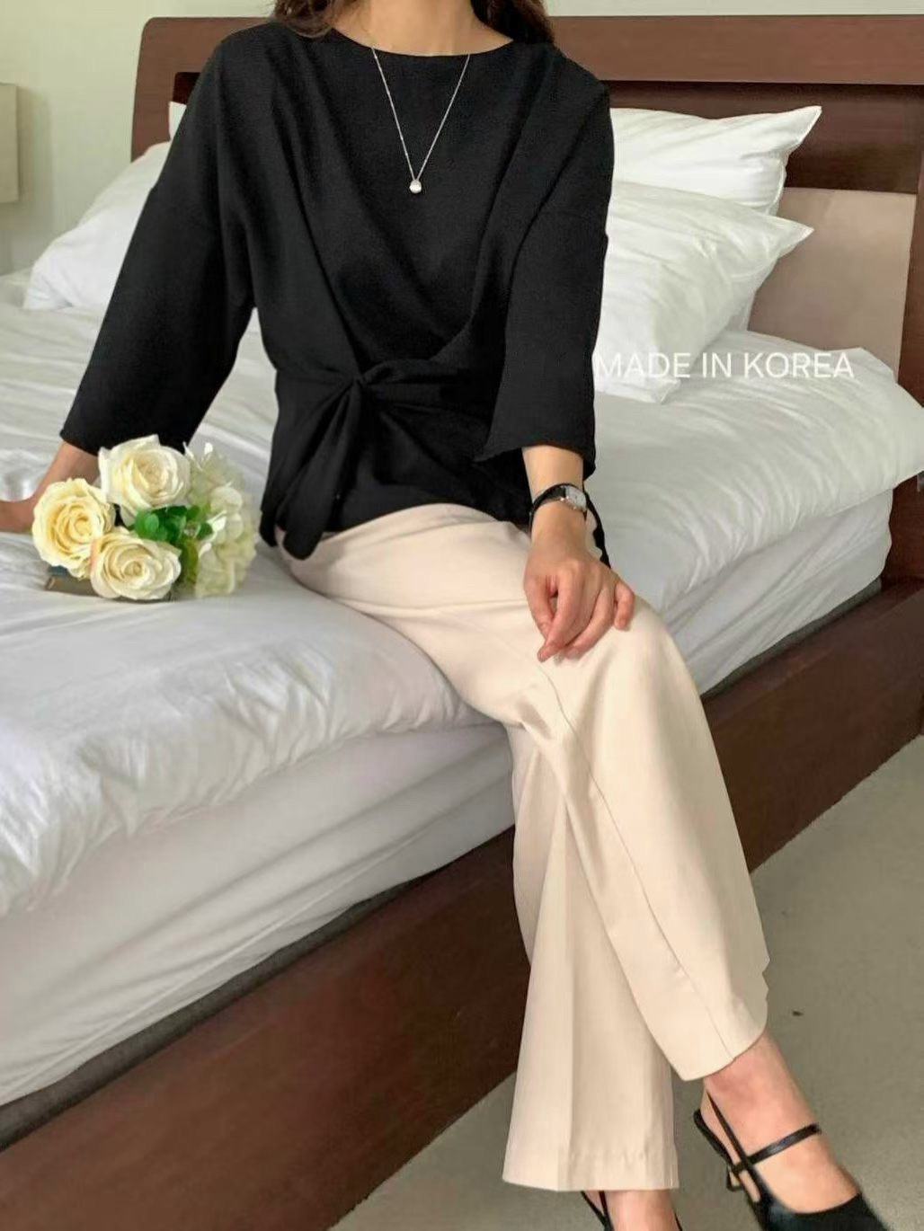 E5221 淨色皺摺top