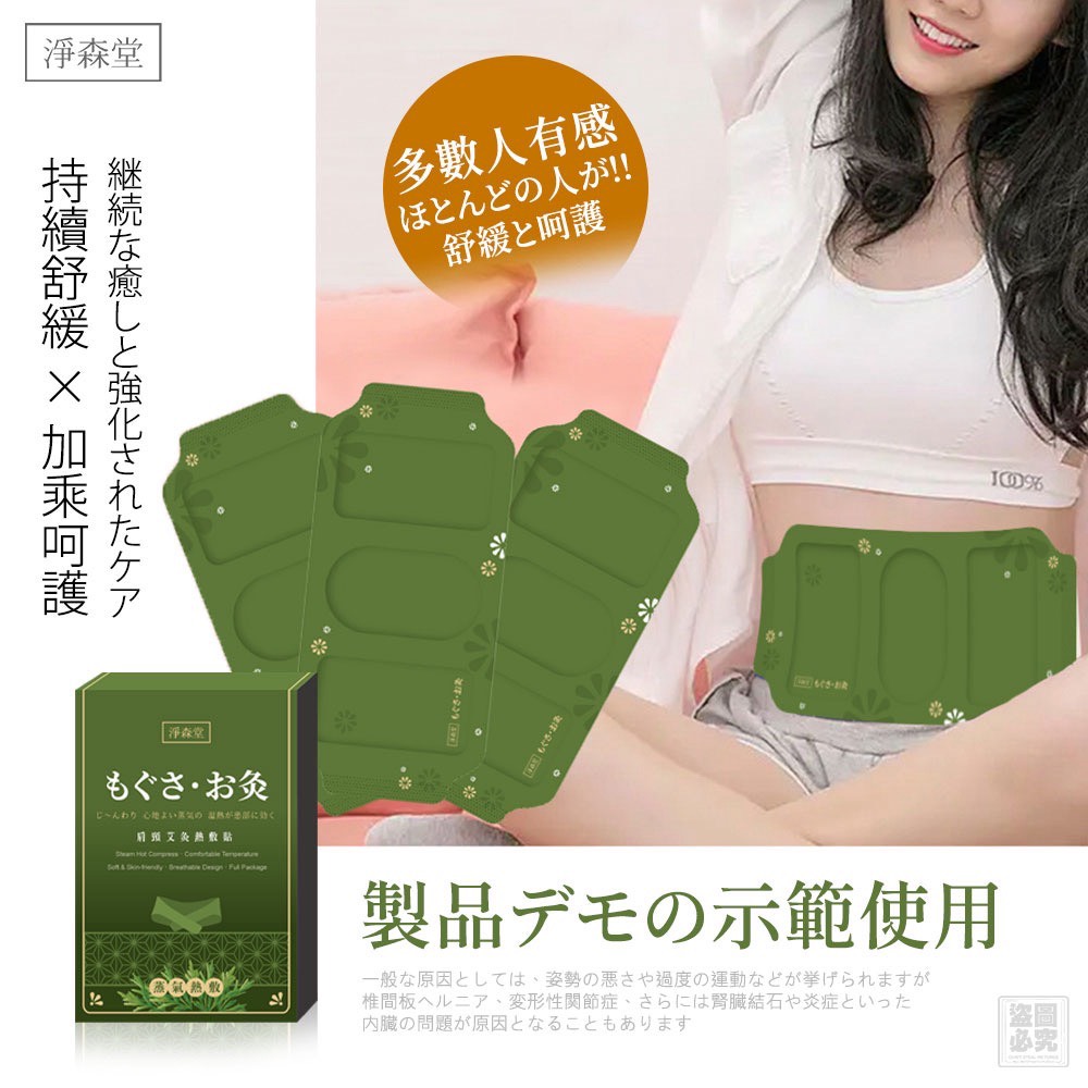 台灣淨森堂 - 腰腹艾灸熱敷貼 3入