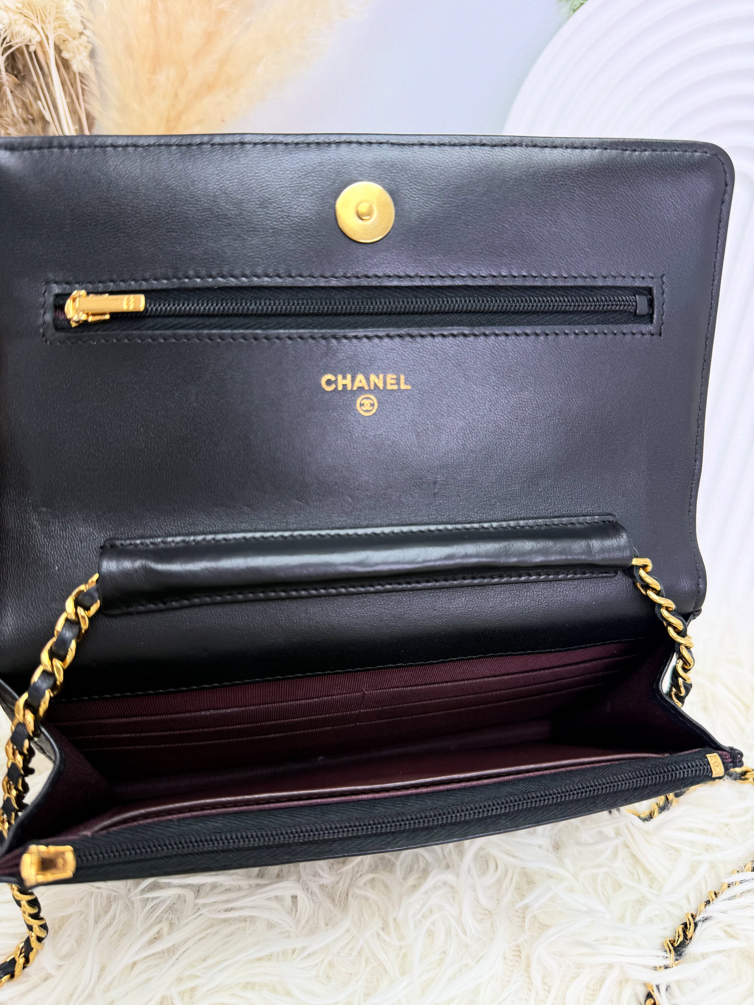 Chanel 👜 PRE OWNED 🛍️黑金woc 晶片款🖤