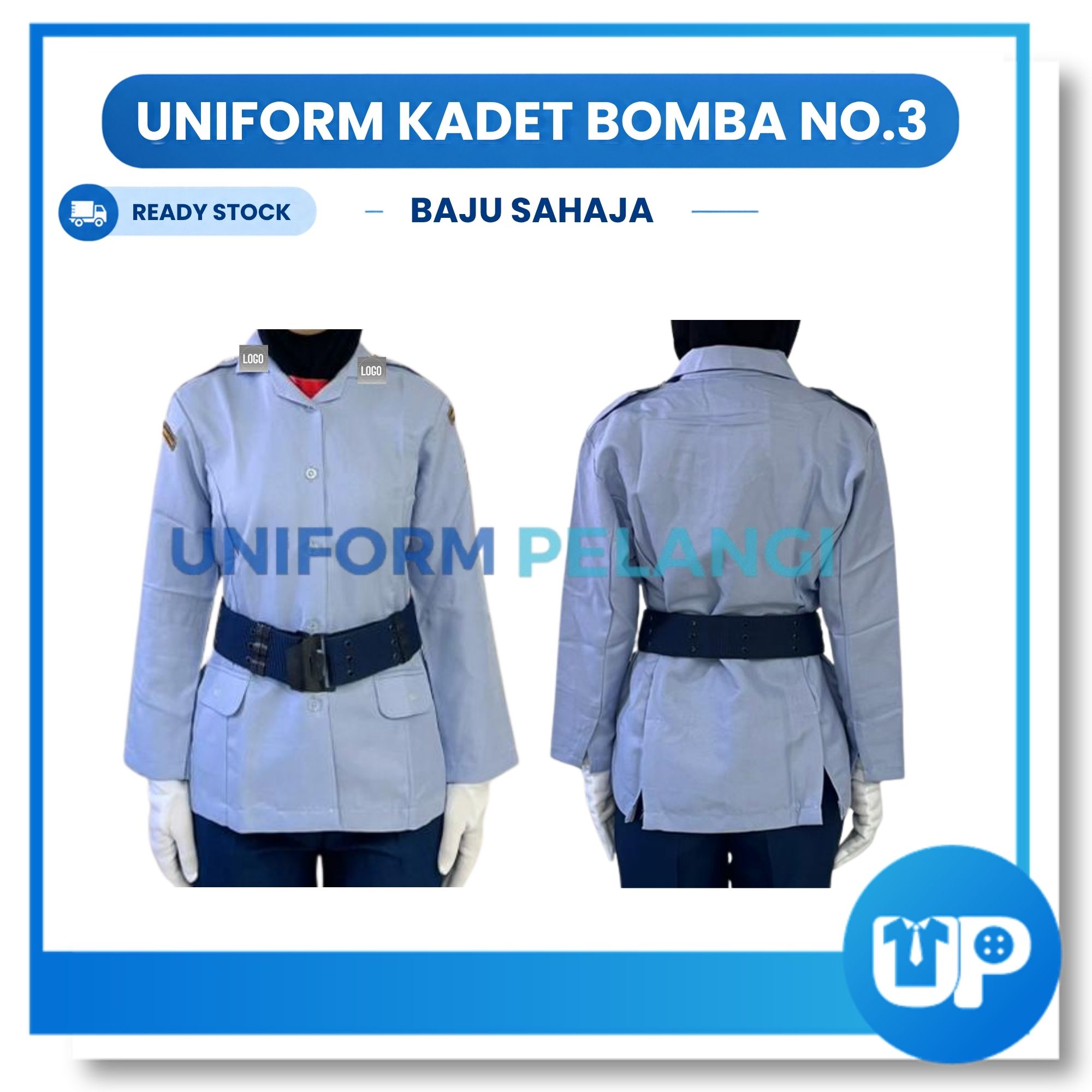 Uniform Kadet Bomba NO.3 Biru Lengan Panjang Uniform Seragam Kokurikulum Sekolah Seluar Biru Tua