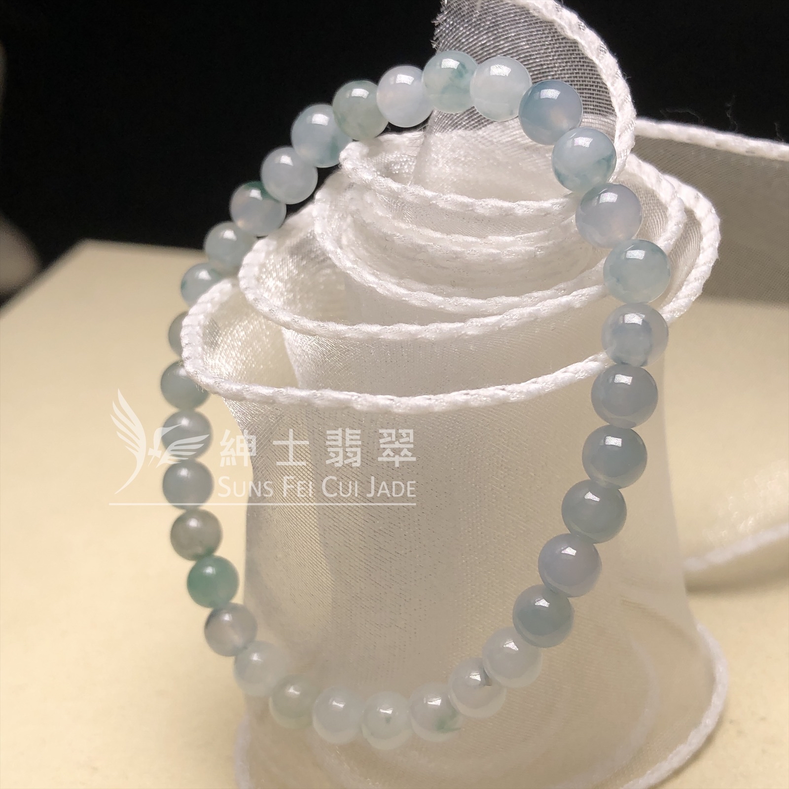 冰飄藍花手串  MS00179