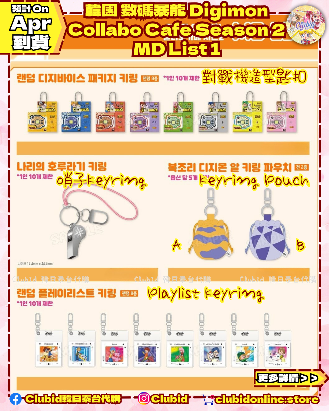 《Pre-Order》Season 2 MD List 1｜ 韓國 數碼暴龍 Digimon Collabo Cafe 